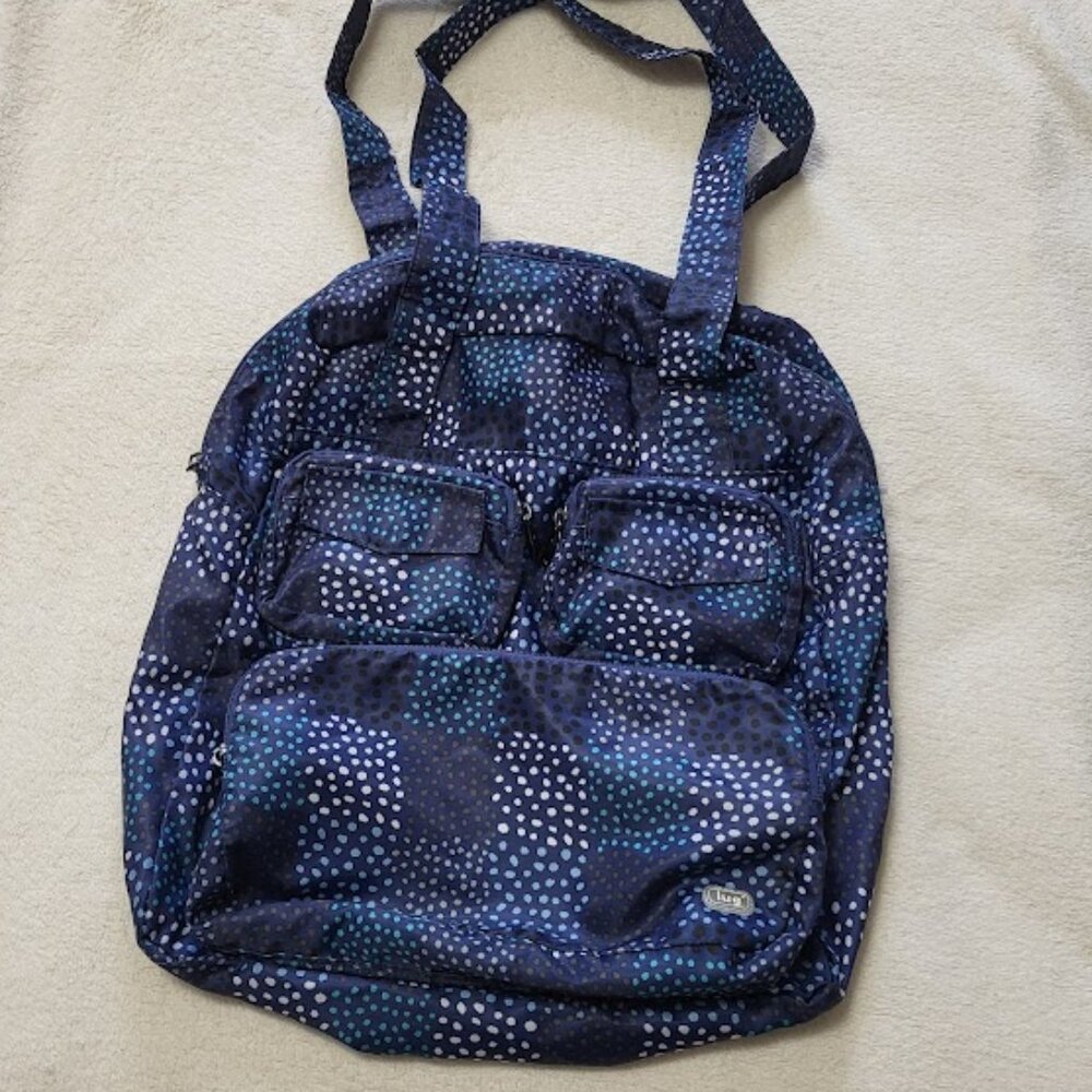 EUC Lug Puddle Jumper Packable Tote CONFETTI BLUE DOT